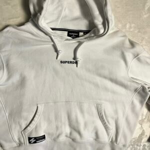 SuperDry Reverse Weave Hoodie Men's XL Veneer White Streetwear Thiccc Cotton Bet